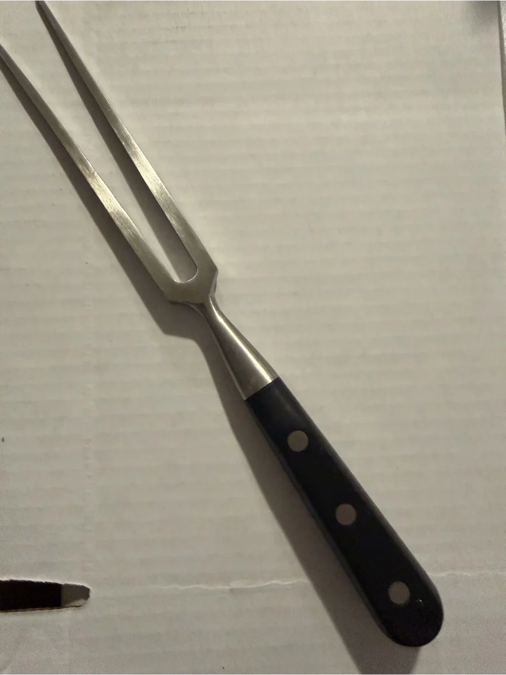 Source Unknown Black-Handled Stainless Steel Carving Fork